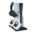 thumbnail image 2 of New PS5 Slim Multifunctional Cooling Stand with RGB Lights - 3-in-1 Dual DualSense Charger + Headphone Hook, Quiet Fans, Anti-Slip Base, Overcharge Protection | PS5 Slim Accessories, 2 of 6
