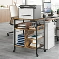 thumbnail image 2 of Support d'Imprimante, Grande Table d'Imprimante avec Prises de Courant et Ports USB, Support d'Imprimante Mobile, Chariot d'Imprimante Roulant à 4 Niveaux avec Roues pour Ordinateur de Bureau CPU, Bureau à Domicile Salon, 2 of 9