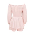 thumbnail image 5 of Combinaison pour Femme à Épaules Dénudées, Robe Mini Évasée à Volants Superposés avec Encolure Ras du Cou et Design de Culottes, 5 of 5