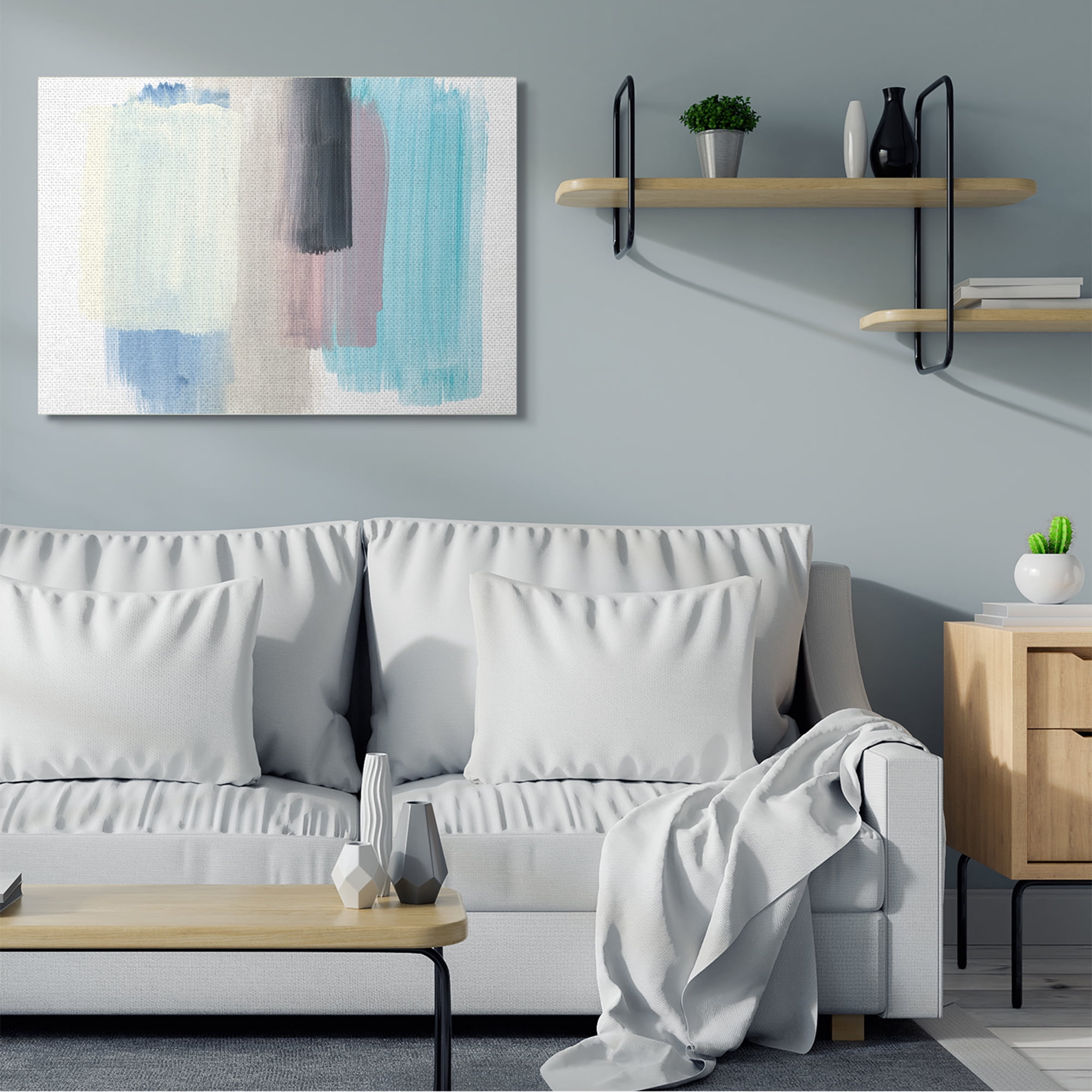 Stupell Industries Paintbrush Stroke Abstraction Blue Beige Purple,36 x 48,Designed by Bronwyn Baker