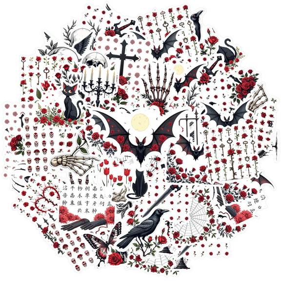 Gothic Stationery Stickers Skull PVC Sticker Raven DIY Stickers for Luggage Fridge