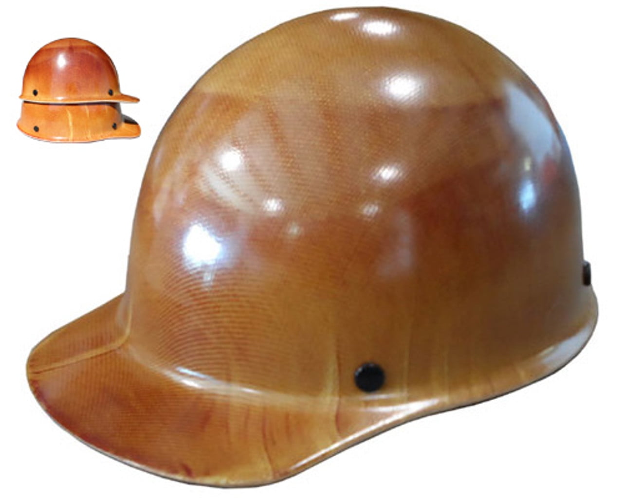 MSA 475405 Skullgard Cap Style Safety Hard Hat with Fas-Trac III Ratchet Suspension | Non-slotted Cap, Made of Phenolic Resin, Radiant Heat Loads up to 350F - Large Size in Natural Tan