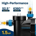 thumbnail image 5 of SPECSTAR 1.5 HP 6360 GPH Swimming Pool Pump for Inground Pool 1.5" & 2.0'' PVC Pipe Fittings Energy Saving w/Strainer Basket, 5 of 8