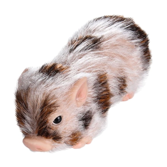 Cerdo de silicona artesanal, decoración realista, fácil de limpiar, mini muñeco de cerdito Rayas marrones