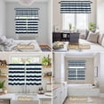 thumbnail image 6 of Aqua Navy Blue Striped Kitchen Curtains Sets for Windows 24 Inch Length, Modern Abstract Lines Geometric Rod Pocket Window Treatments Tier Curtains and Valances Set for Bedroom/Bathroom, 6 of 8