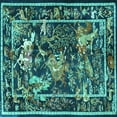 thumbnail image 1 of Ahgly Company Indoor Square Persian Turquoise Blue Traditional Area Rugs, 4' Square, 1 of 4