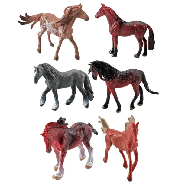 6 piezas de figuras de caballos de simución modelos de decoración Zulema Figura Animales Miniaturas