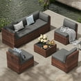 thumbnail image 4 of MRUAKA 7 Pieces Patio Furniture Set, Outdoor Furniture Sectional Rattan Sofa with Slanted Back, Patio Couch with Glass Coffee Table for Backyard Garden Dark Grey, 4 of 8