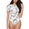 thumbnail image 2 of Picia Alpacas and Hearts Womens One Piece Swimsuits Modest Tummy Control Bathing Suits Lace Up Slimming Swim Suit-Medium, 2 of 9