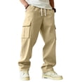 thumbnail image 3 of Lumtrix Men's Relaxed Fit Cargo Pants Baggy Straight Leg Casual Work Sweatpants with Pockets for Hiking Fishing Khaki 2XL, 3 of 9