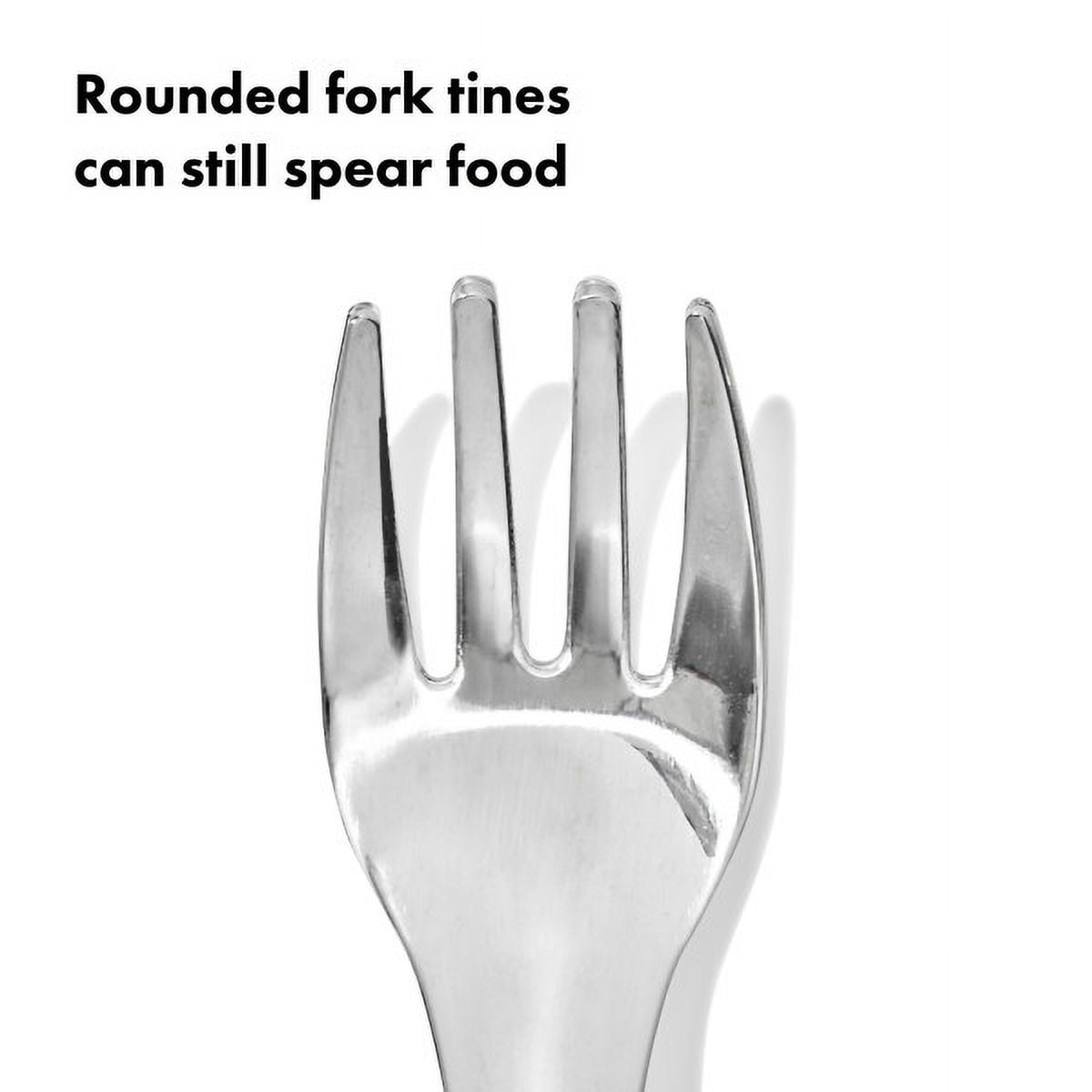 OXO Tot Toddler Stainless Steel Fork and Spoon 2 Piece Set for 12+ Months, Blossom