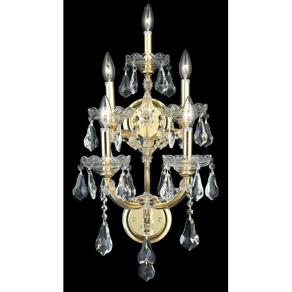 Maria Theresa 5 light Gold Wall Sconce Clear Royal Cut Crystal