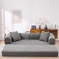 thumbnail image 2 of Leumius 4‑in‑1 Futon Sofa Bed,Modular Corduroy Sofa Couch with Fixed-Shape Frame & Removable Armrests,Folding Mattress Couch for Living Room, Office, Apartment,Gray, 2 of 5