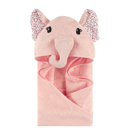 Elephant Infant Towels - Little Treasure Animal Face Woven Terry Hooded Towel - Floral Elephant
