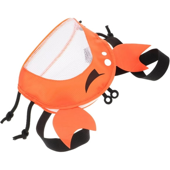 Crab Beach Bag Mesh Shell Bag Kid Beach Bag Sea Shell Bags Seashell Beach Bags Beach Tote Sand Sifter Toys for Beach Essentials Orange Polyester Mesh + Oxford Cloth
