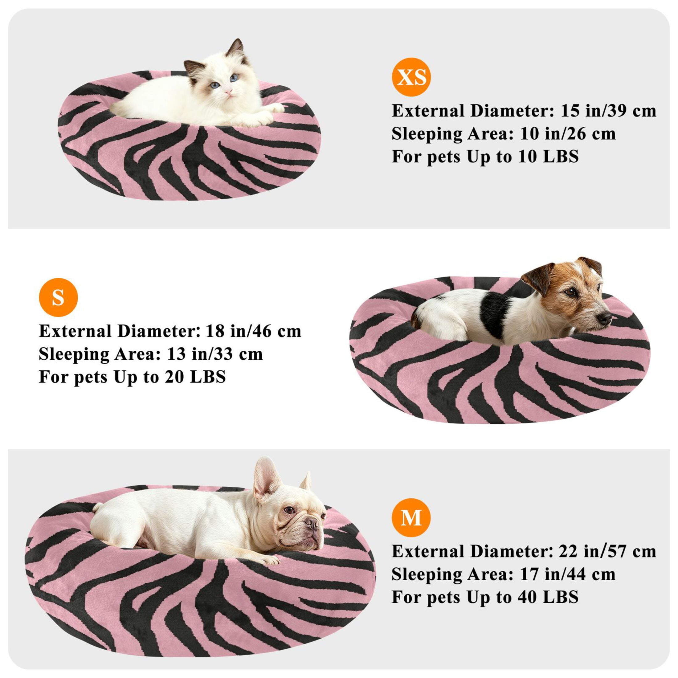 Iauyy Pet Couch Donut Cat Bed for Indoor Cats/Small Dogs Washable & Machine with Non-slip Bottom Calming Cat Furniture, The Perfect Zebra (M)