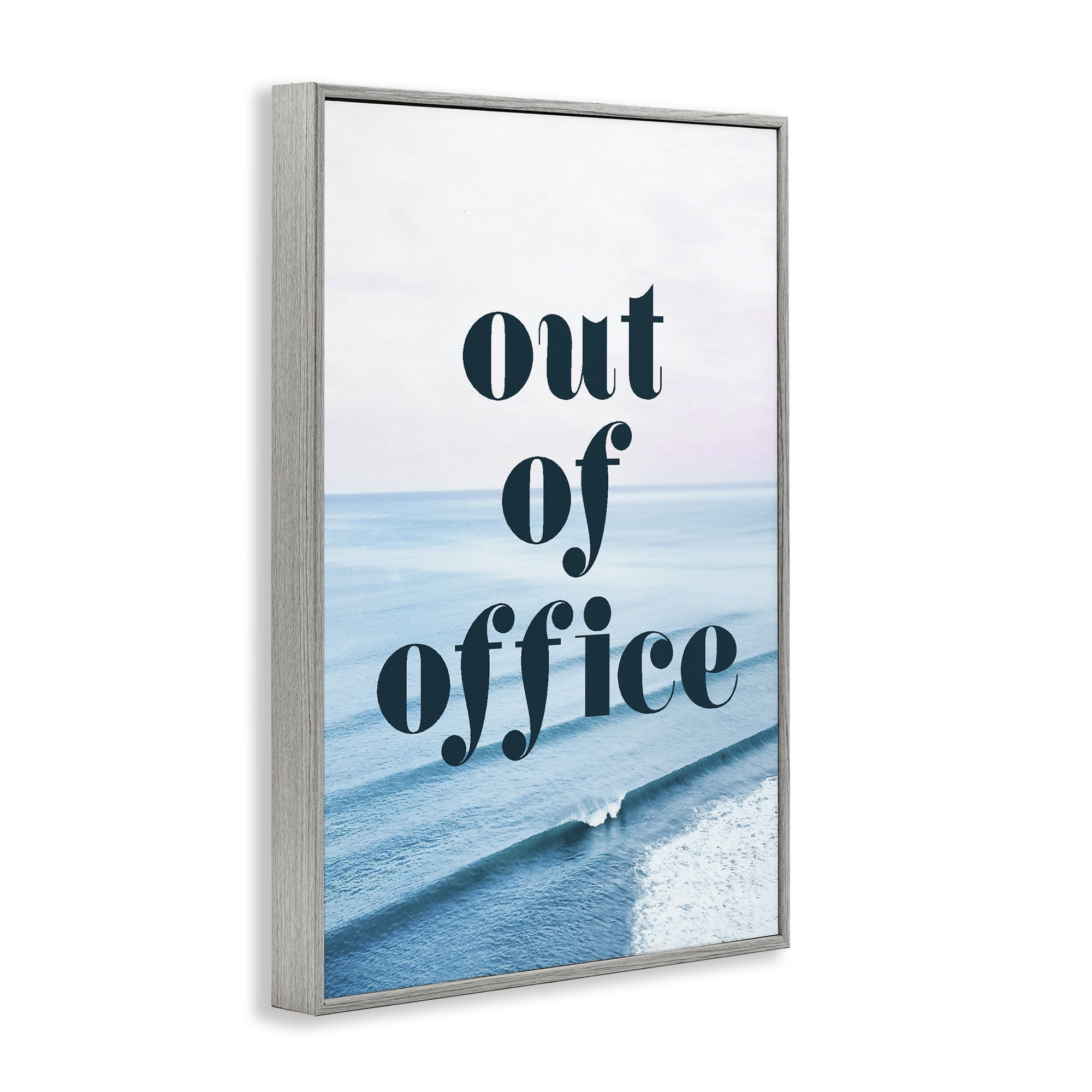 Out of Office Ocean Waves Gray Framed Giclee Art, design by Lil' Rue