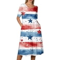 thumbnail image 4 of Women's 250th Anniversary Independence Day Round Neck Casual Dress with Pockets Short Sleeve Patriotic Printed Summer Tunic Red M, 4 of 6