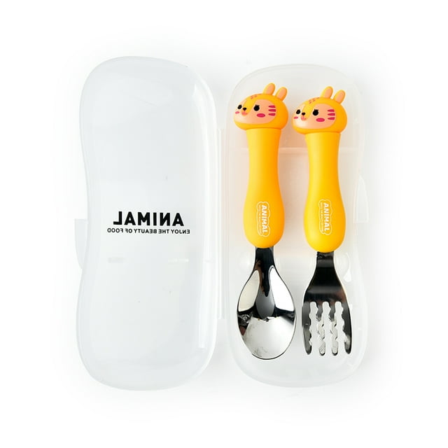 Amdohai 2Pcs Kids Travel Carry Set Children Portable Tableware Toddler Utensils
