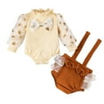 thumbnail image 2 of xiaxaixu Baby Girls 2Pcs Fall Outfits, Ruffle Collar Tops + Suspender Shorts, 2 of 9