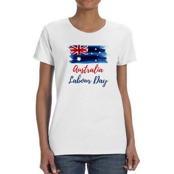 Labour Day Brush Flag Text Shaped T-Shirt Women -Image by Shutterstock, Female x-Large