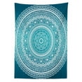 thumbnail image 3 of Turquoise Ombre Tablecloth, Mandala Medallion Starry Design with Flower in Middle Ethnic Indian Art, Rectangular Table Cover for Dining Room Kitchen, 60 X 90 Inches, Dark Turquoise, by Ambesonne, 3 of 4
