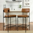 thumbnail image 5 of Best Choice Products Set of 2, Armless Counter Height Bar Stools, Modern PU Faux Leather Stools - Camel Brown, 5 of 11