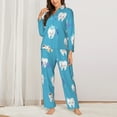 thumbnail image 2 of Honeii Cute Healthy Teeth print Women's Pajama Sets Long Sleeve Button Down Sleepwear Nightwear Soft Pjs Lounge Sets-X-Large, 2 of 7