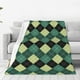thumbnail image 1 of Balery Green Squares Manta de Felpa Suave y Acogedora – Cobija de Franela Aterciopelada para Cama, Lavable y Cálida para Sofá, Mascotas, Transpirable-60"x50", 1 of 7