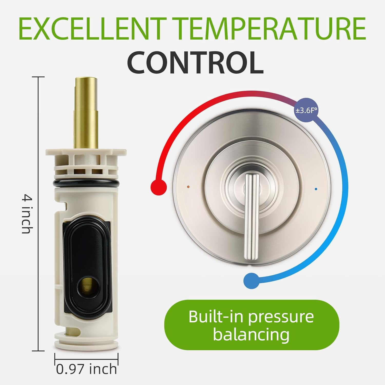1222 Repair kit Replacement for Moen Single Handle Posi Temp Cartridge, Compatible with Moen Bathtub & Shower Faucet, Durable Brass & Plastic Construction