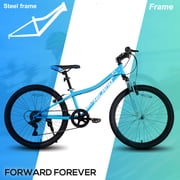 Hiland 24 Inch Mountain Bike for Kids Age 7 + Year Old, Front Suspension Fork Kids' Bicycles for Teens,Blue