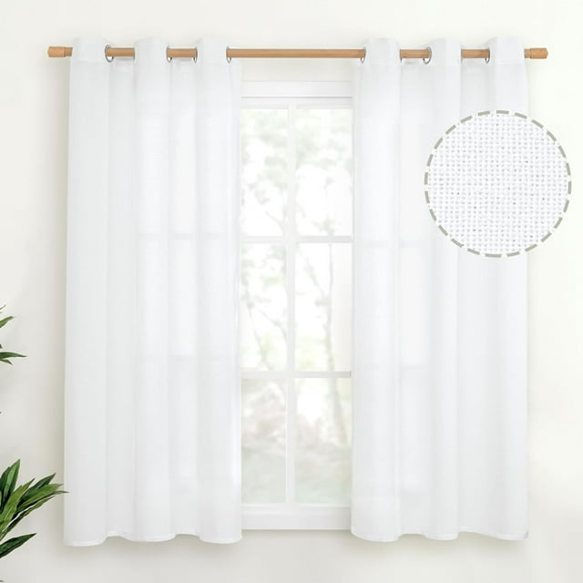 Natural Linen Curtains Long for Living Room Bedroom Groet Top Light Filtering Privacy Linen Textu Window Semi Sheer Drapes Panels x Natural