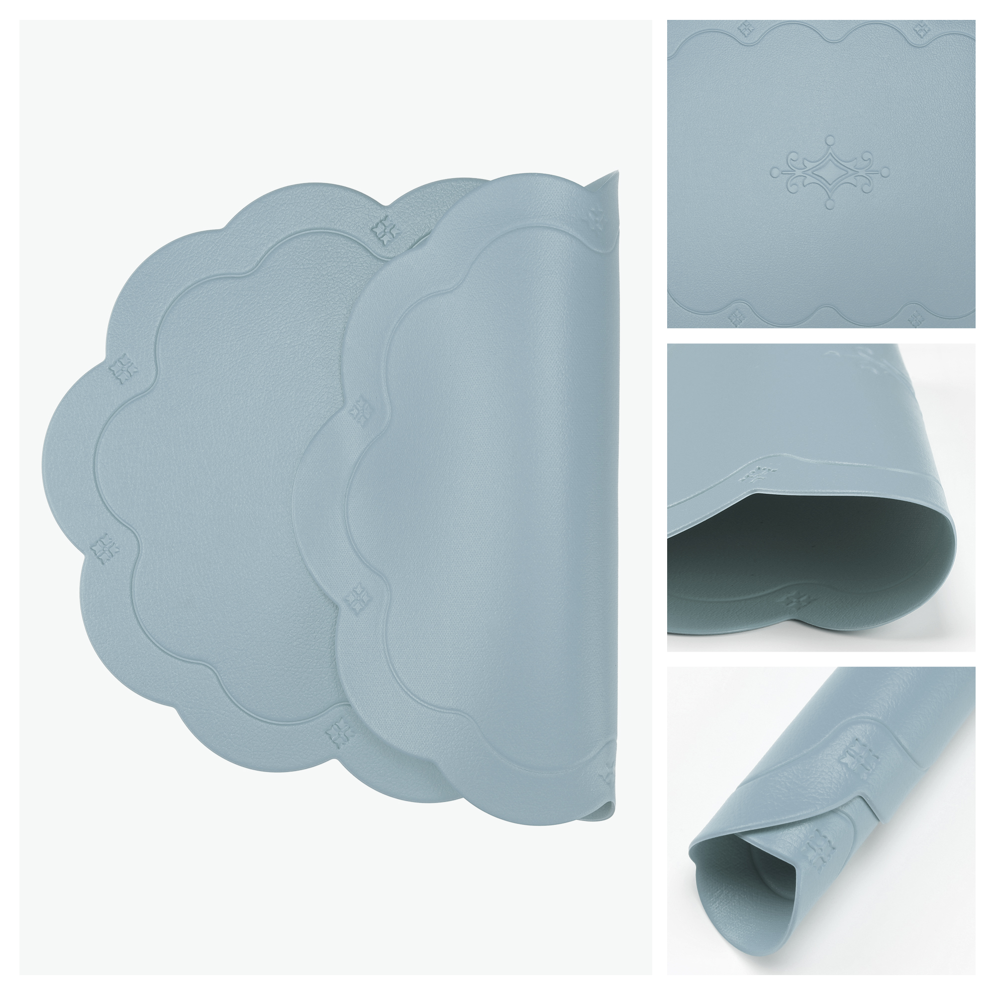 Unique Bargains Set of 6 Leather Waterproof Placemats for Kitchen Dining Table Blue