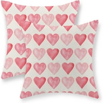 Valentines Day Pillow Covers 18x18 Set of 2, Valentines Decor Linen Pillowcase Pink Love Heart Valentines Throw Pillows Anniversary Mother''s Day Decorative Outdoor Cushion Case for Sofa Couch