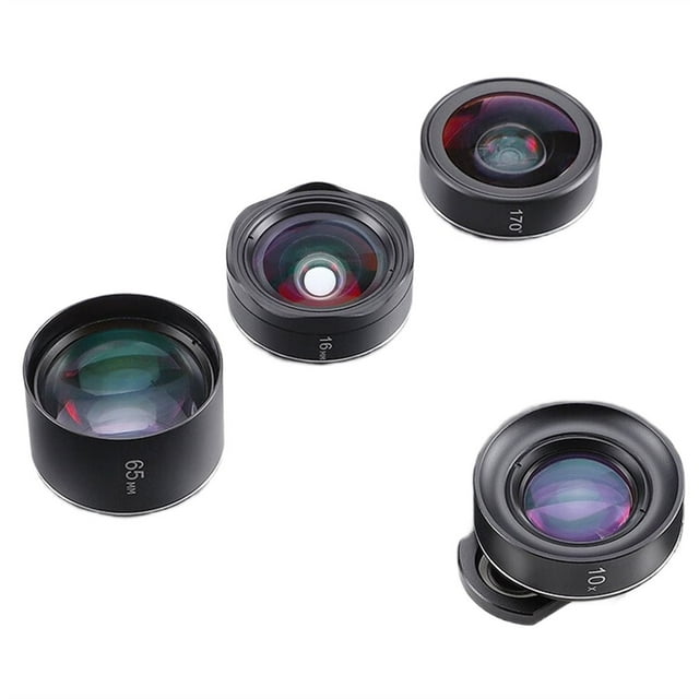 Kit de Lentes para Teléfono 4 en 1: Gran Angular, Macro, Ojo de y Teleobjetivo HD Sin Distorsión para Todos los Smartphones