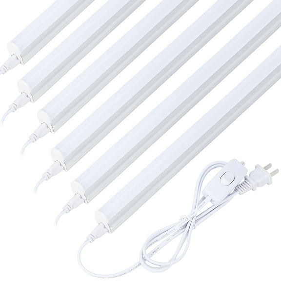 6 Pack) 4FT T5 LED Integrated Fixture, 6500K,20W,2300LM(Super Bright ...