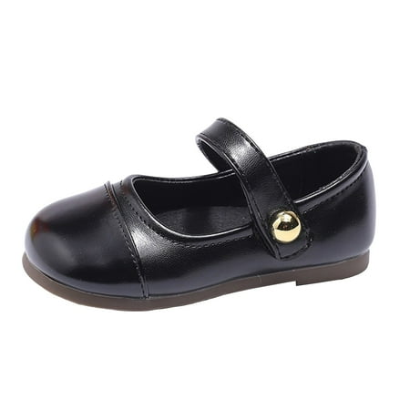 eileial Spring and Autumn Girls  New Mary Jane Children s Leather Shoes(Black 2-2.5 Years)