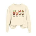 thumbnail image 4 of Fiaer Christmas Sweatshirts for Women Funny Graphic Crew Neck Xmas Tops Long Sleeve Plus Size Cozy Fall Pullover Beige M, 4 of 4
