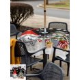 thumbnail image 4 of Outdoor Tablecloth with Umbrella Hole and Zipper, Black Gnomes Christmas Square Table Cloth 60x60 Inch Waterproof Tablecloth, Snowflake Xmas Tree Gifts Winter Picnic Table Cover for Patio Camping, 4 of 7