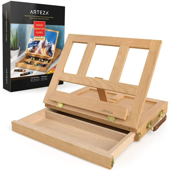 Arteza Wooden Tabletop Easel with Storage Drawer & Palette