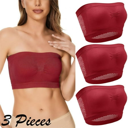 

Spdoo Plus Size Strapless Bra for Women 3 Pack Red XL/34