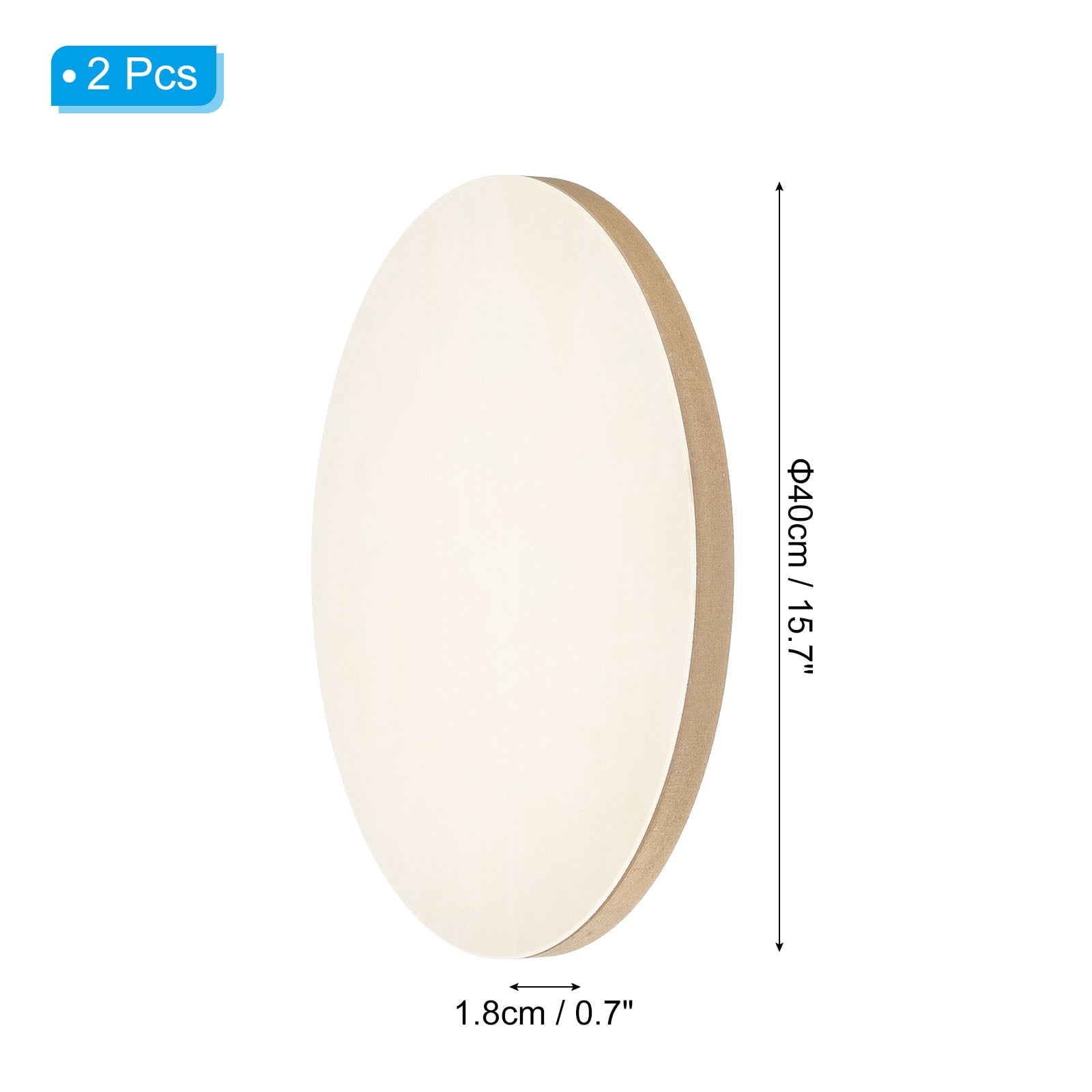 Uxcell 15.7" Wood Panels Board, 2Pcs Unfinished Round Wood Canvas Wood Panel Painting Board, Wood Color
