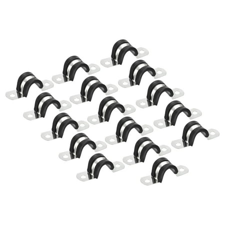

Uxcell 16Pack 11/16 Cable Clamp U Shape Stainless Steel Rubber Cushioned Pipe Strap