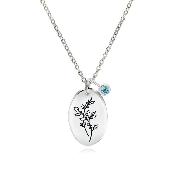 Collar de Bayas de Acebo JeenMata Flor de Nacimiento de Diciembre Regalo Floral Personalizado para Mujeres
