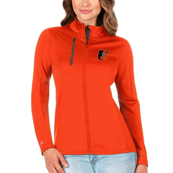 Women's Antigua Orange/Charcoal Baltimore Orioles Generation Full-Zip Jacket