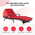thumbnail image 4 of PAPROOS Outdoor Chaise Lounge Chair Set of 2, Rattan Patio Chaise Lounge Chair with Cushion and Arms, Modern 5-Positions Adjustable Outdoor Lounger Recliner for Poolside, Garden, Backyard, Red, 4 of 9