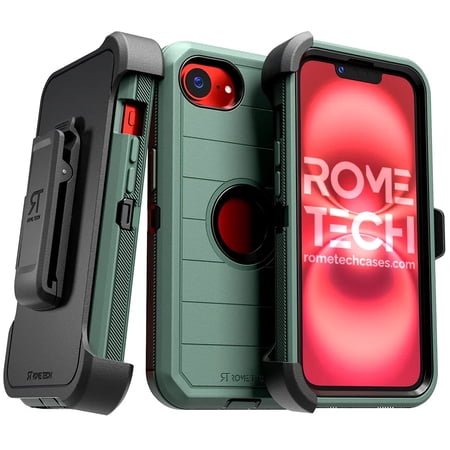 Defender Case for iPhone 17e/16e with Belt Clip, Kickstand, Dual-Layer, Army Green/Black