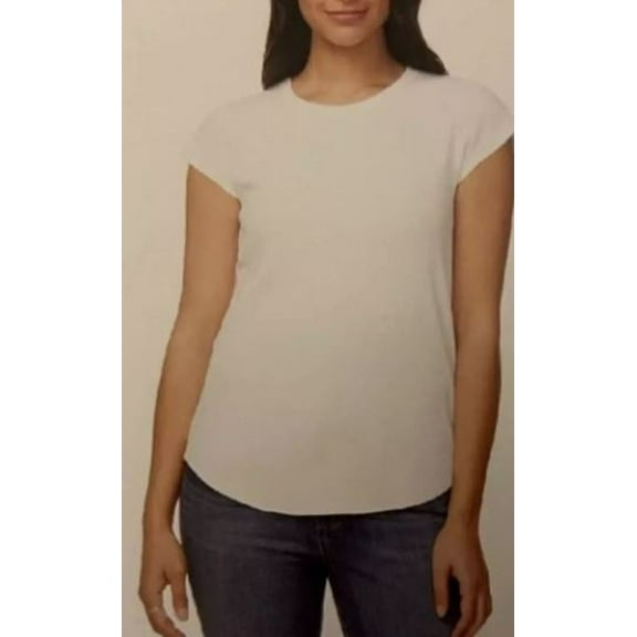 Buffalo Jeans Women's Crew Neck Rib T-Shirt, White Large