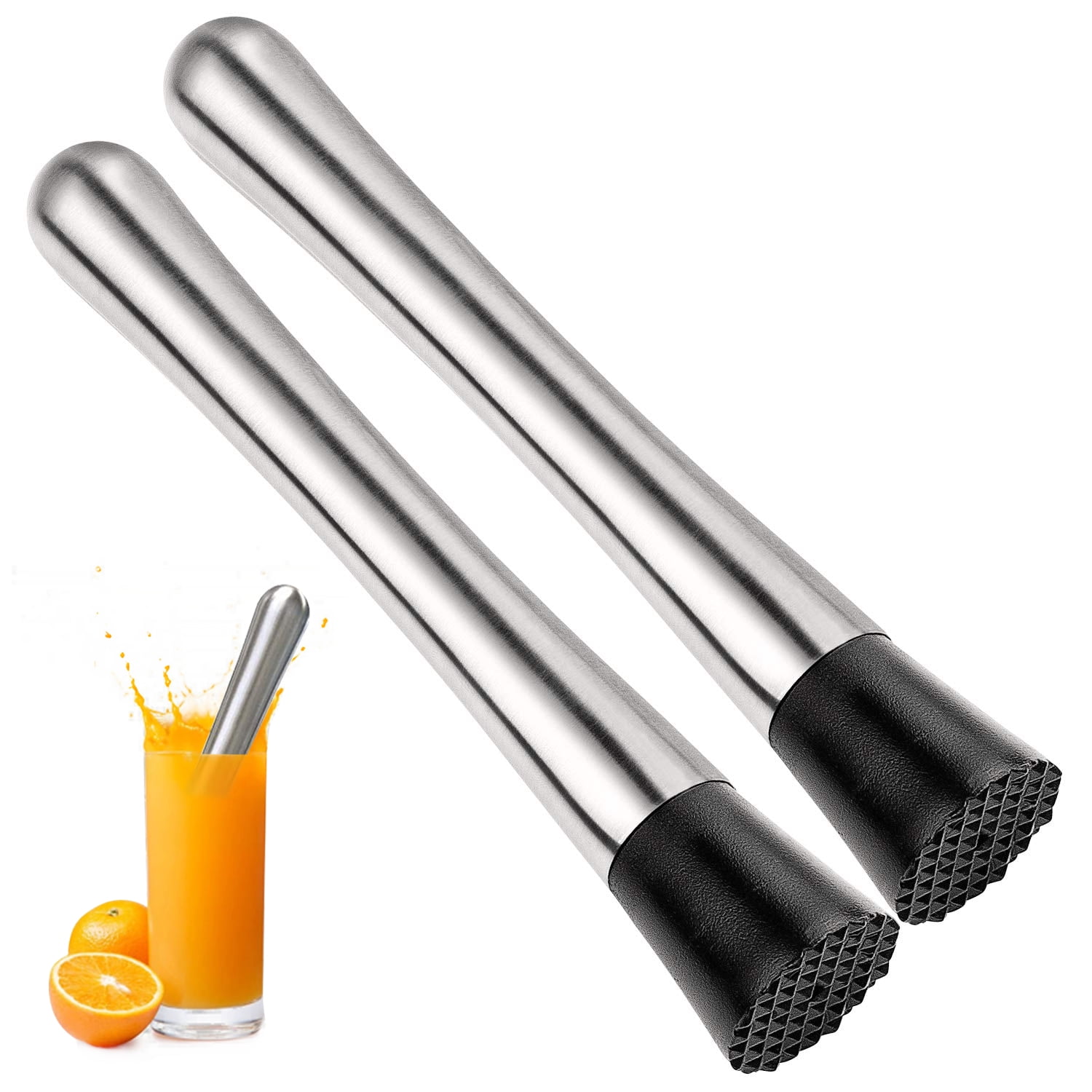 2Pcs Professional Drink Muddler,Muddler for Cocktails Set Stainless