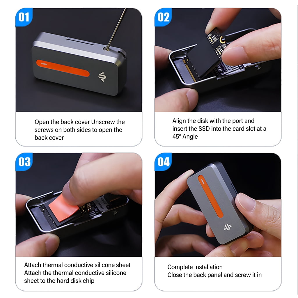 AOOOWER Magnetic M.2 NVMe 2242 Solid Disk Enclosure Box Supports USB3.2 10Gb 2242 Solid Disk Toolless Installation Easy